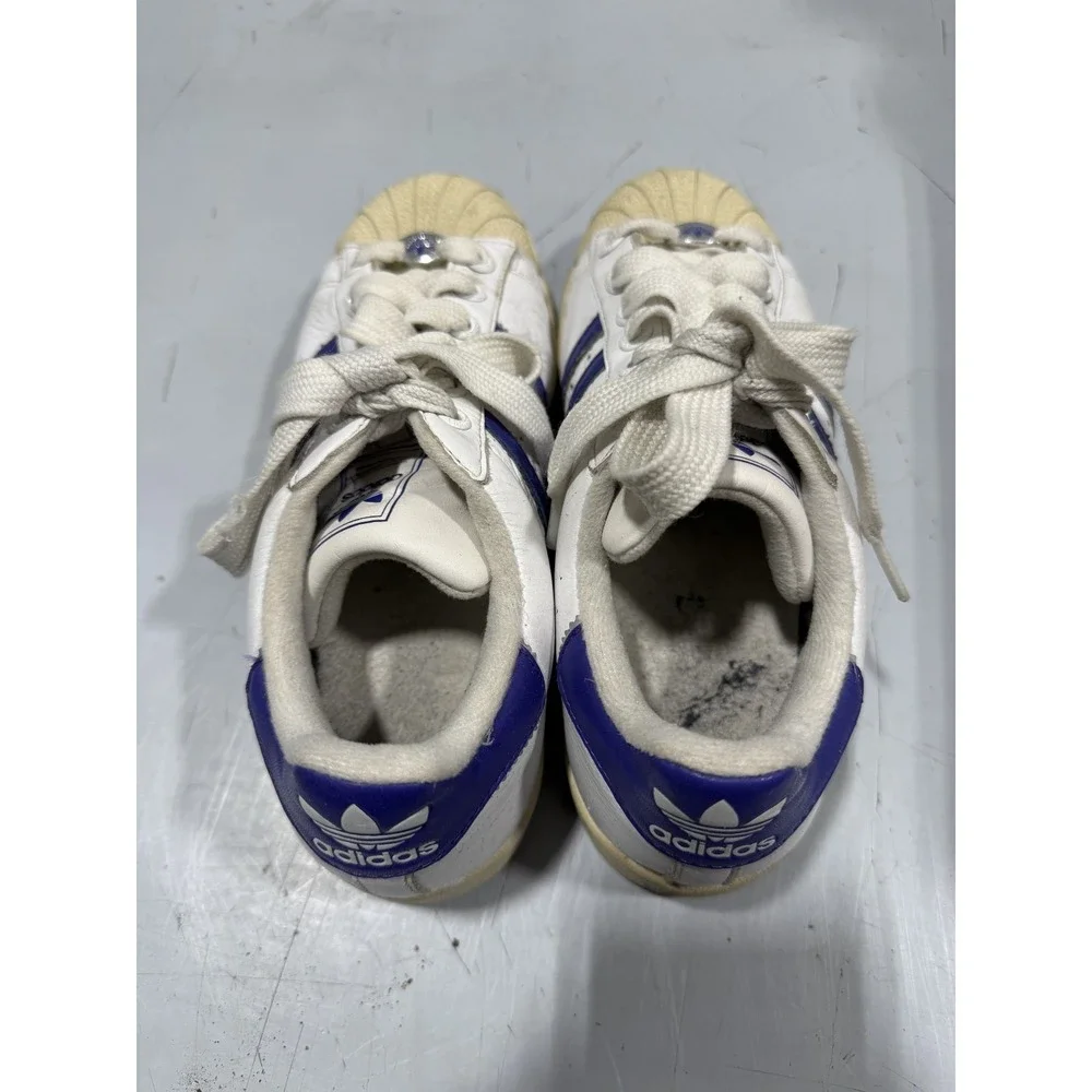 Vintage Adidas White Purple Shell Toe 90s Sneakers Athletic Shoes Size 6